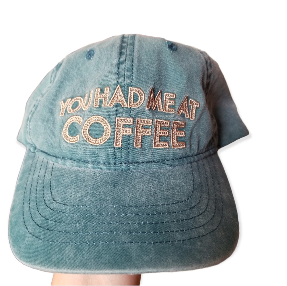 NWT baseball style hat. Distressed hat coffee lovers